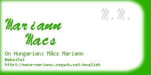 mariann macs business card